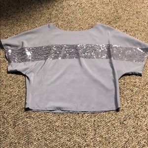 Express Gray Sequined Blouse